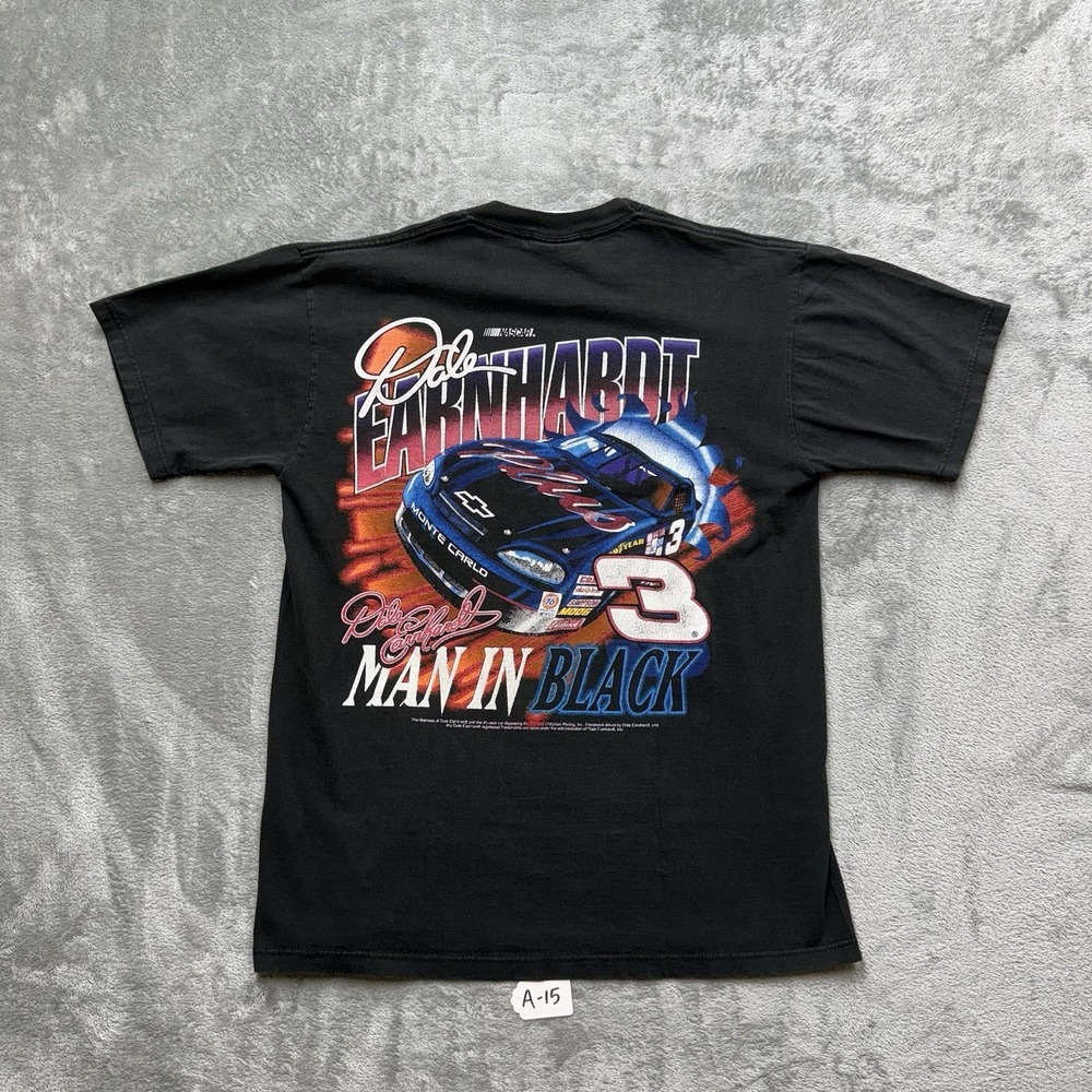 Vintage Dale Earnhardt Nascar T Shirt Man in Black Racing Promo Tee Black Medium